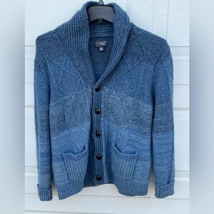 Men's Wallin & Bros Cardigan Sweater wool blend Long Sleeves blue XL